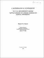 A Mathematical Supplement to C. R. Henderson's Book 